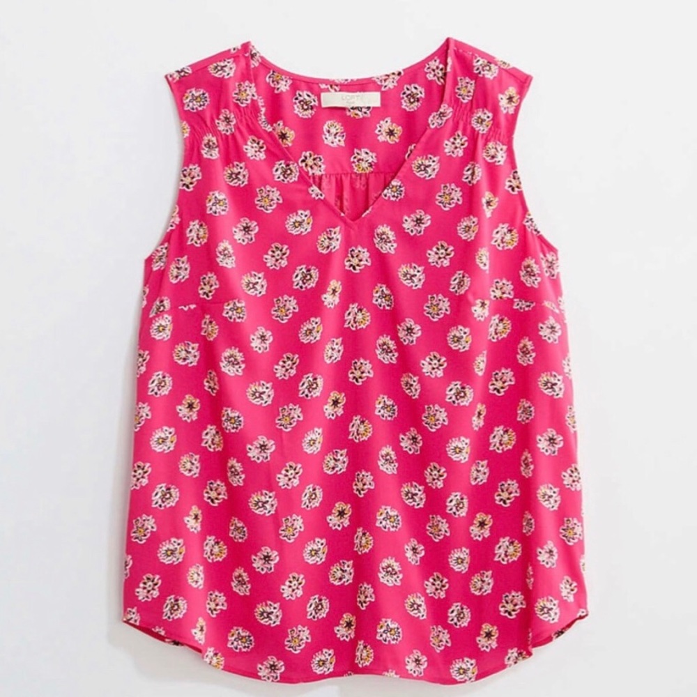 LOFT NWT plus smocked trim shell top blouse sz 18